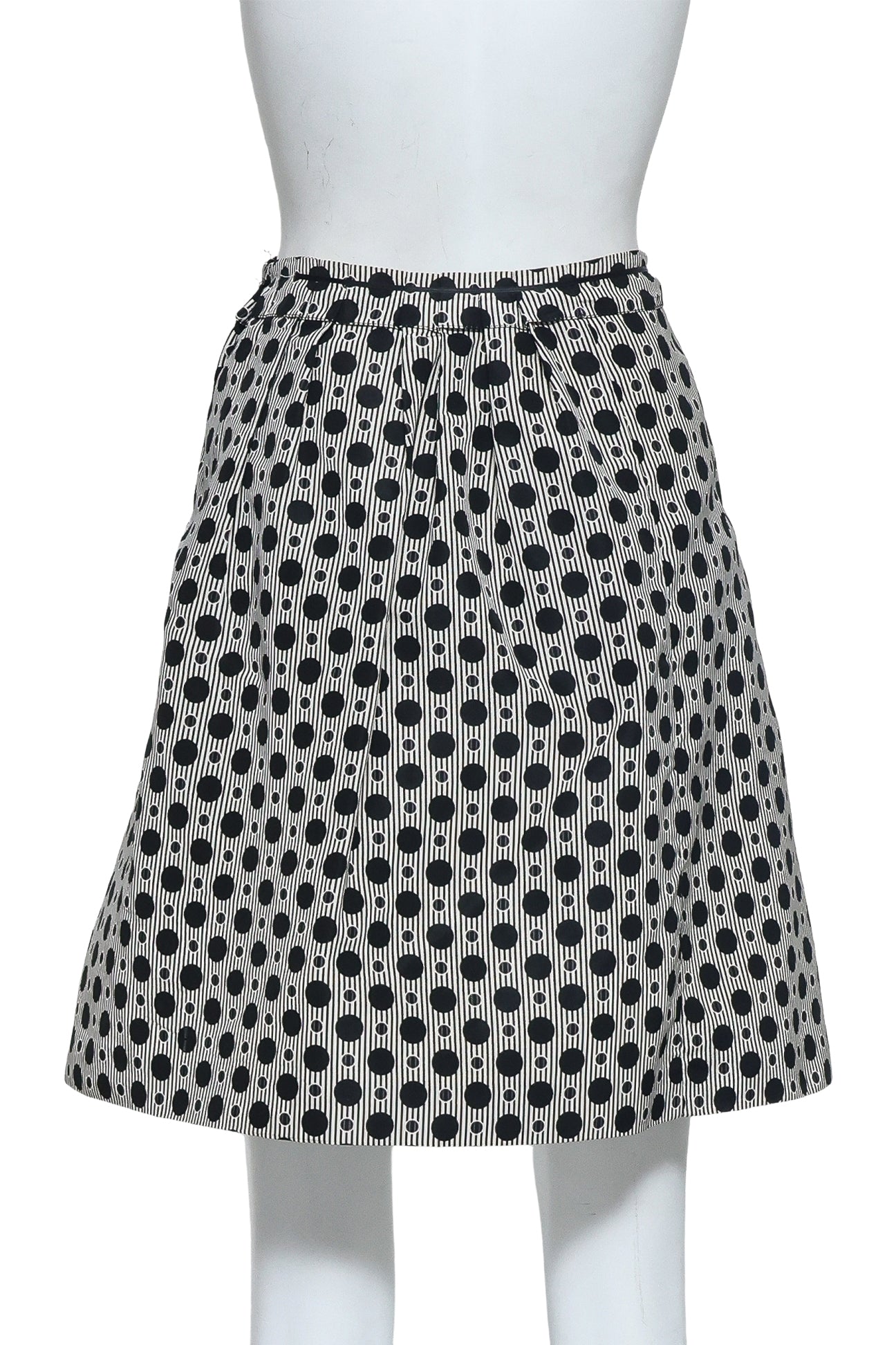 MIU MIU - A BLACK AND WHITE GEOMETRIC PRINT MINI SKIRT