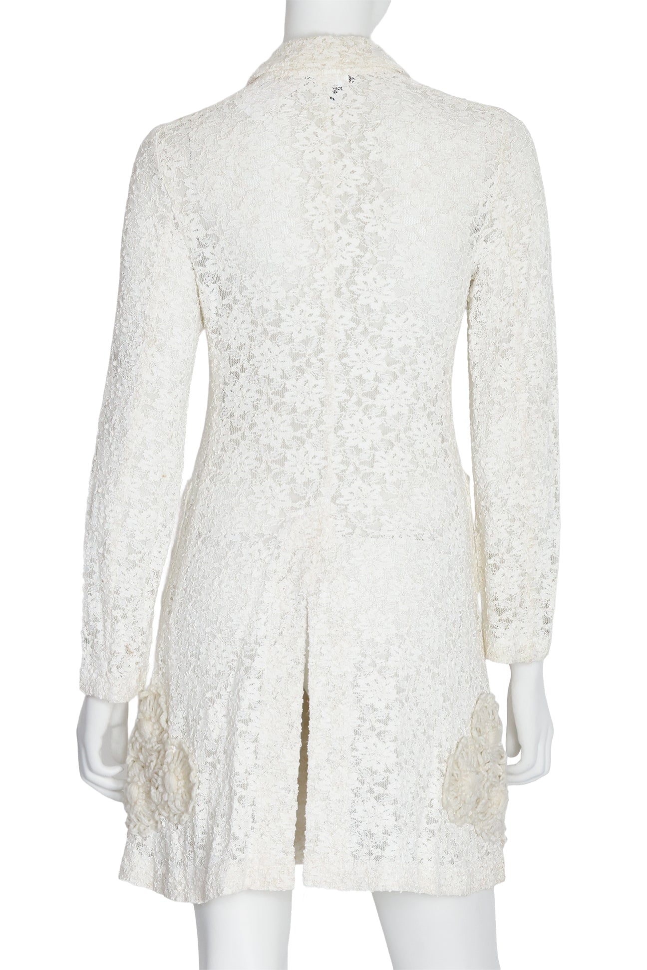 COMME DES GARÇONS - A LACE COAT WITH APPLIQUÉ KNITTED FLORAL MOTIF, 2011