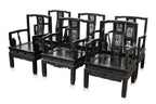 A SET OF SIX SIMILAR CHINESE CARVED HARDWOOD ARMCHAIRS