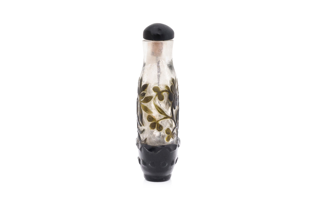 AN OVERLAY GLASS 'BIRD AND FLOWER' SNUFF BOTTLE