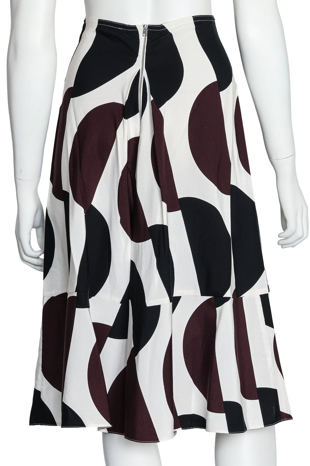 MARNI - A BLACK AND BROWN ABSTRACT PRINT COTTON AND VISCOSE SKIRT