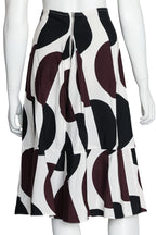 MARNI - A BLACK AND BROWN ABSTRACT PRINT COTTON AND VISCOSE SKIRT