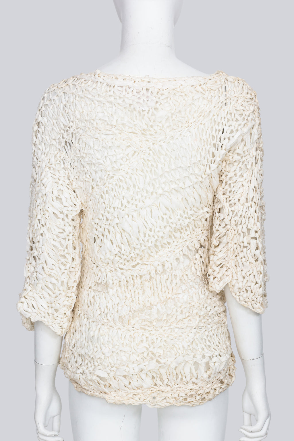 JUNYA WATANABE COMME DES GARCONS - A 2004 IVORY ASYMMETRICAL OPEN-KNIT SHIRT