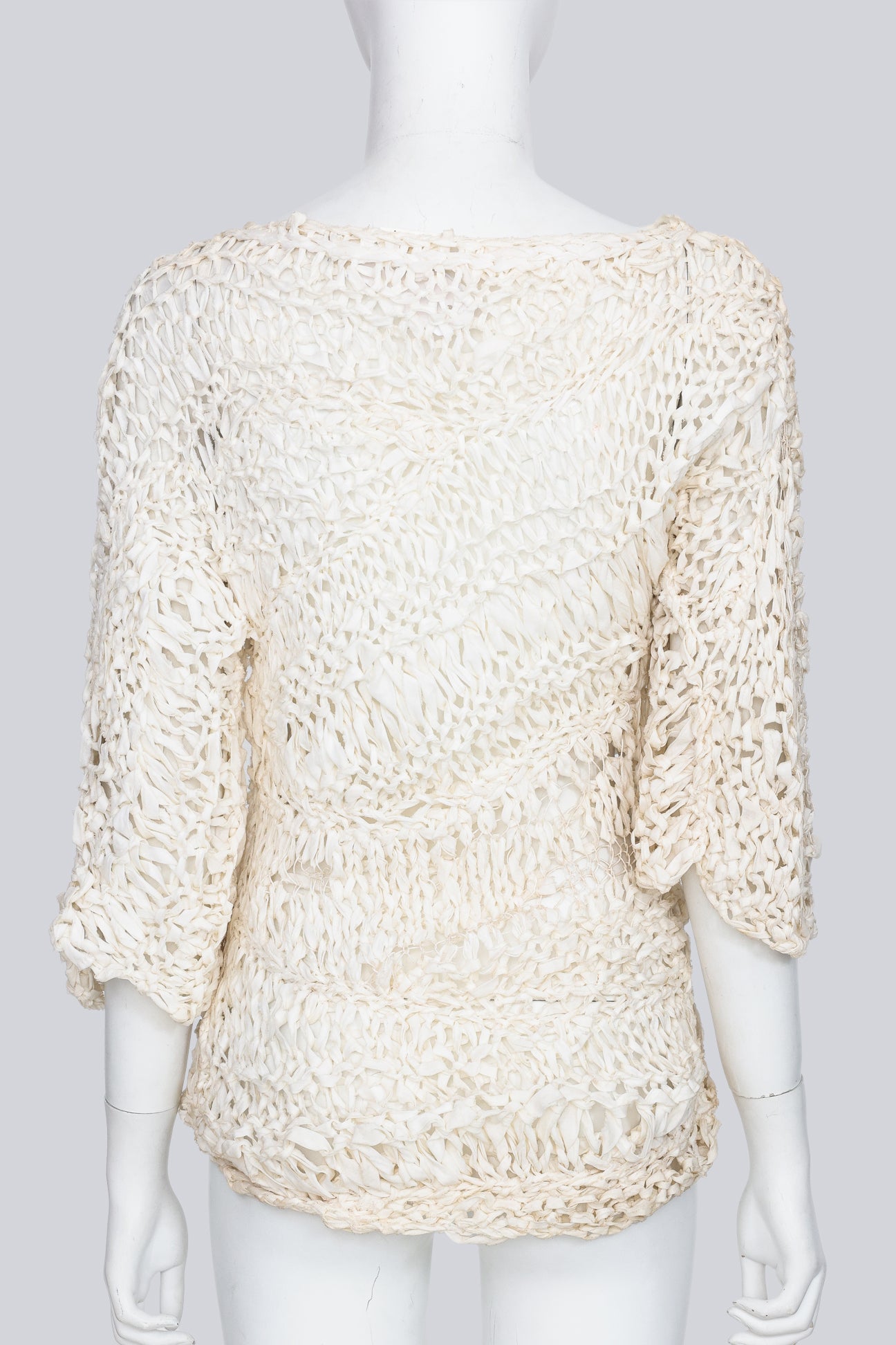 JUNYA WATANABE COMME DES GARCONS - A 2004 IVORY ASYMMETRICAL OPEN-KNIT SHIRT