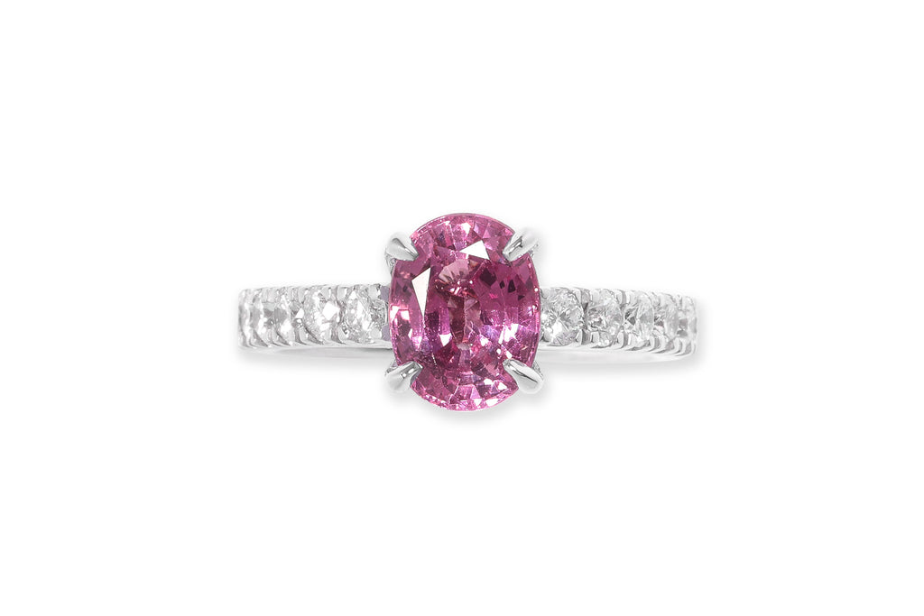 A PINK TOURMALINE AND DIAMOND RING