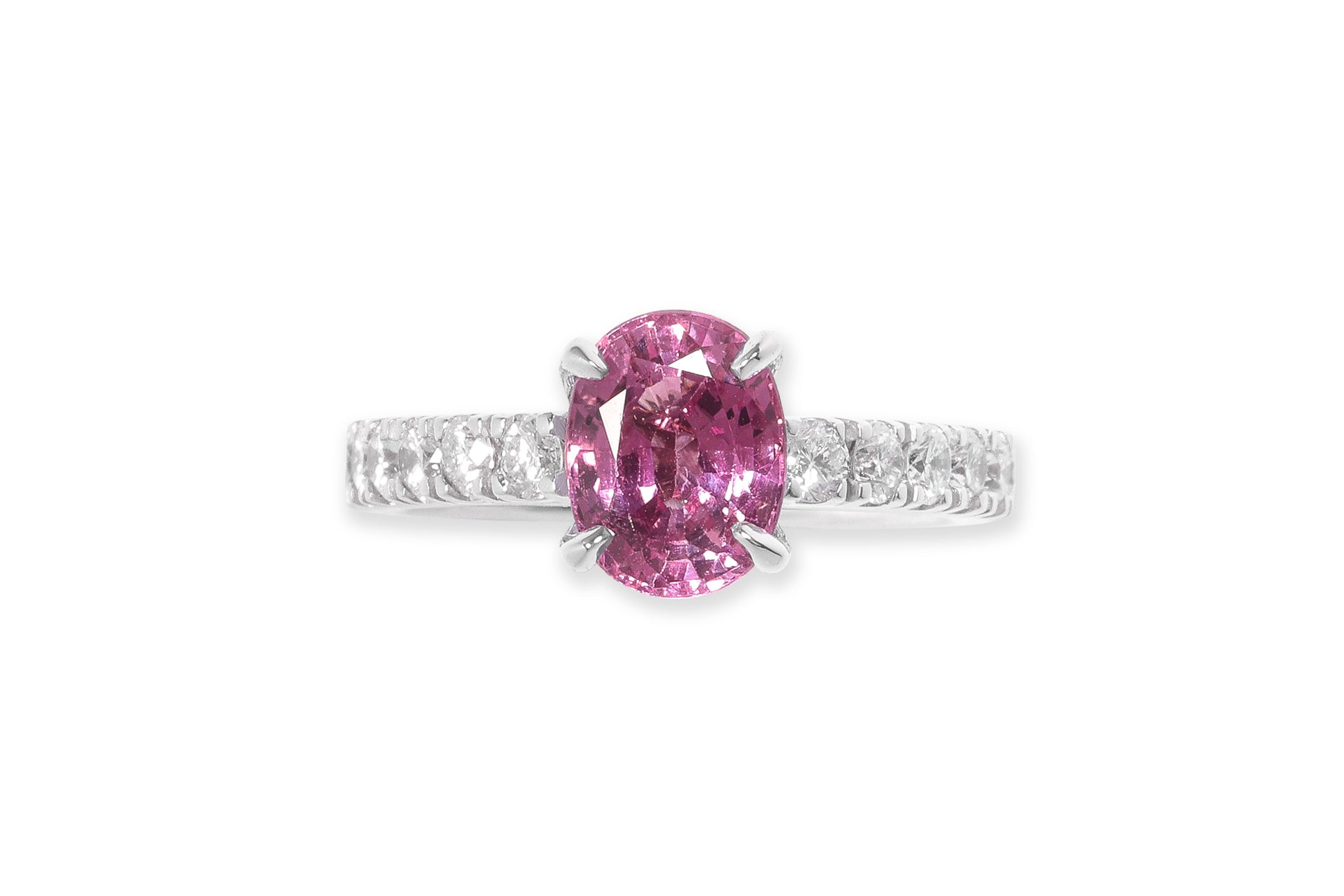 A PINK TOURMALINE AND DIAMOND RING