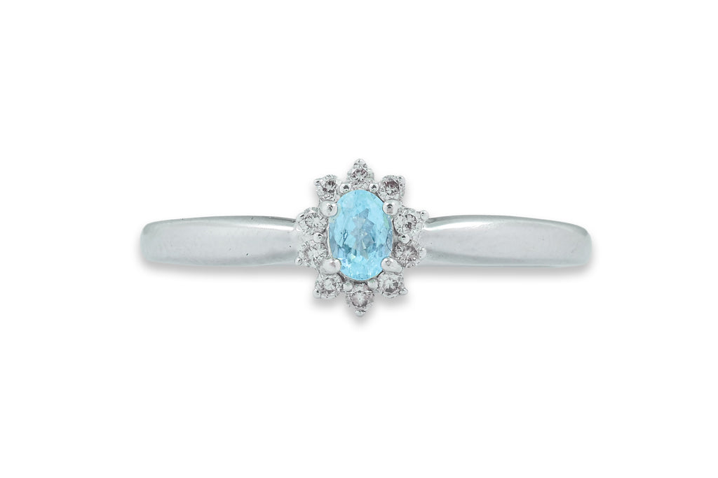 A PARAIBA TOURMALINE AND DIAMOND RING
