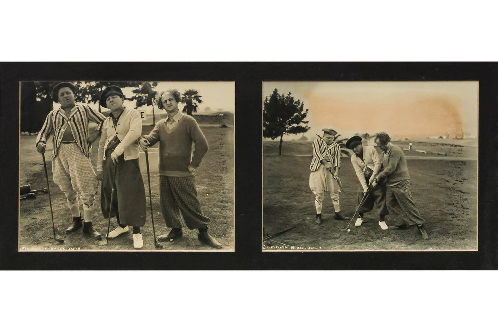 A GROUP OF FIVE ASSORTED GOLF MEMORABILIA PRINTS