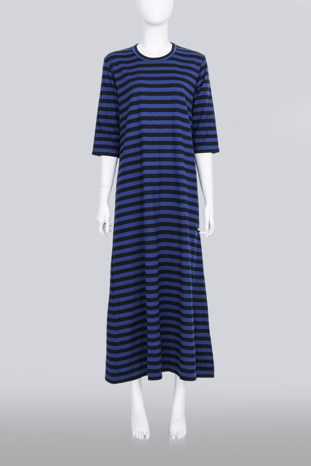 COMME DES GARCONS - A 2015 NAVY AND BLACK STRIPED T-SHIRT DRESS