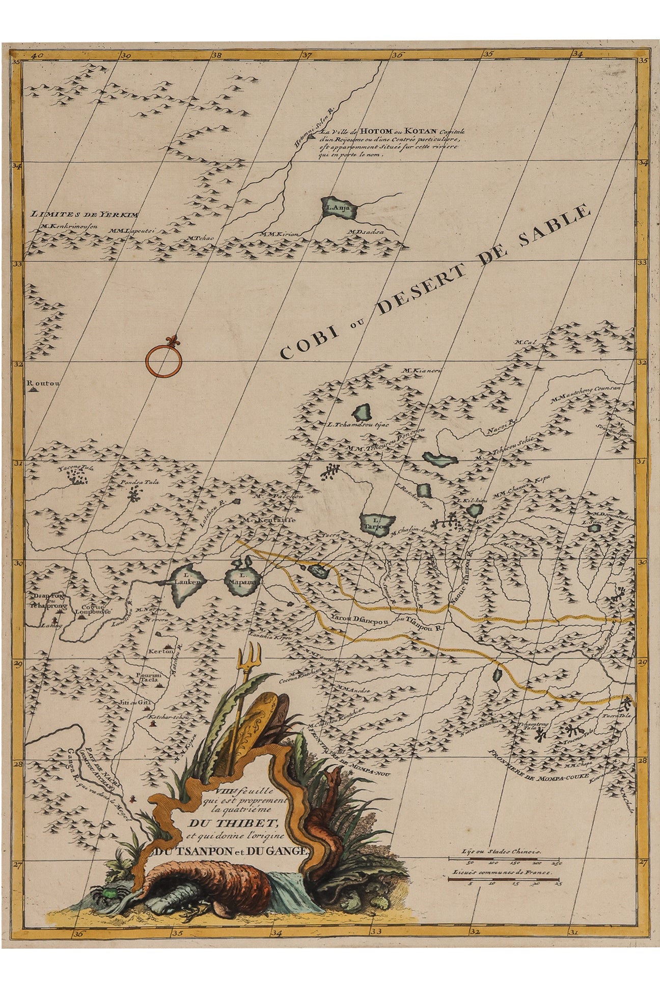 TWO EARLY HAND-COLOURED AND ENGRAVED MAPS OF TIBET, JEAN B. B. D'ANVILLE, 1737