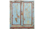 A TURQUOISE PAINTED TEAK CABINET