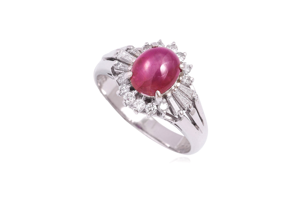 A STAR RUBY AND DIAMOND RING