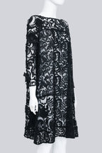 PRADA - A BLACK FLORAL LACE DRESS WITH LONG SLEEVES