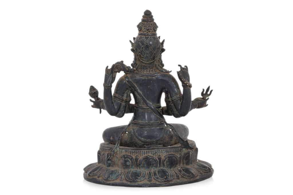 A BRONZE MODEL OF SEATED SHIVA