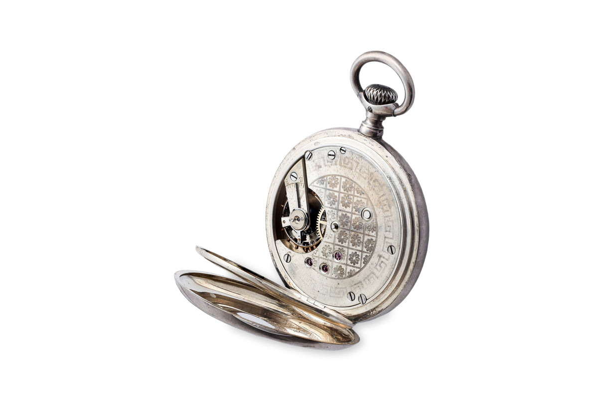 TWO SILVER CASED POCKET WATCHES