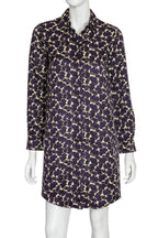 JIL SANDER NAVY - A PURPLE AND YELLOW PATTERNED LONG SLEEVE OVERSIZED SHIRT, RESORT RTW 2015