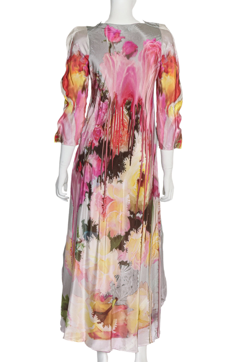 UNDERCOVER - A MELTING ROSE PRINT SILK DRESS, RTW SPRING 2016