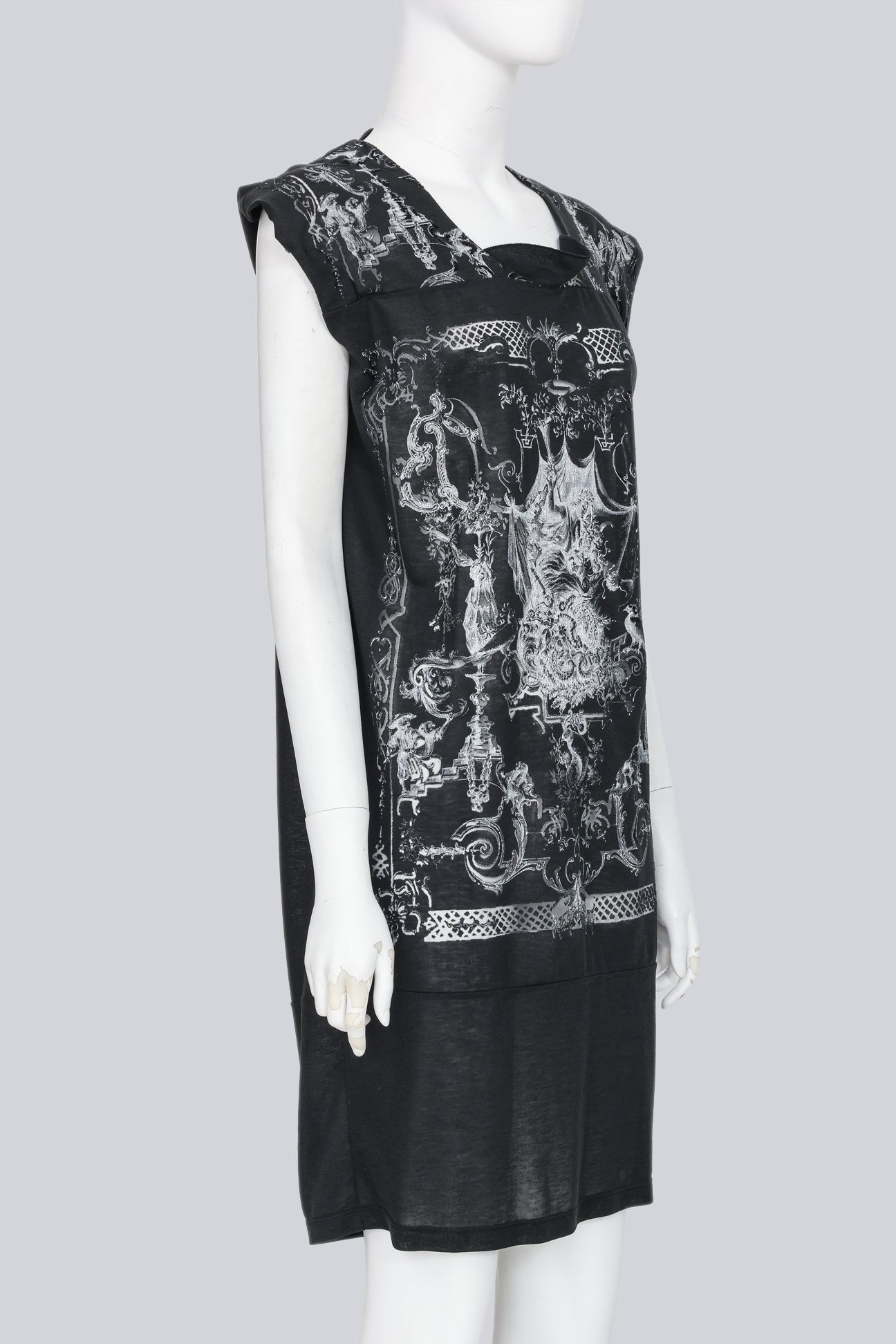 BALENCIAGA.TS - A 2009 SHEER ANCIENT GREECE GOTHIC INSPIRED PRINT DRESS