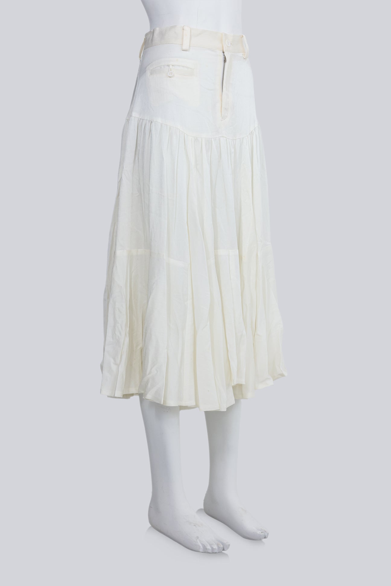 Y'S - A SHEER WHITE COASTAL LAYERED SKIRT