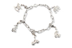 A CHARM BRACELET WITH DETACHABLE DIAMOND-SET CHARMS