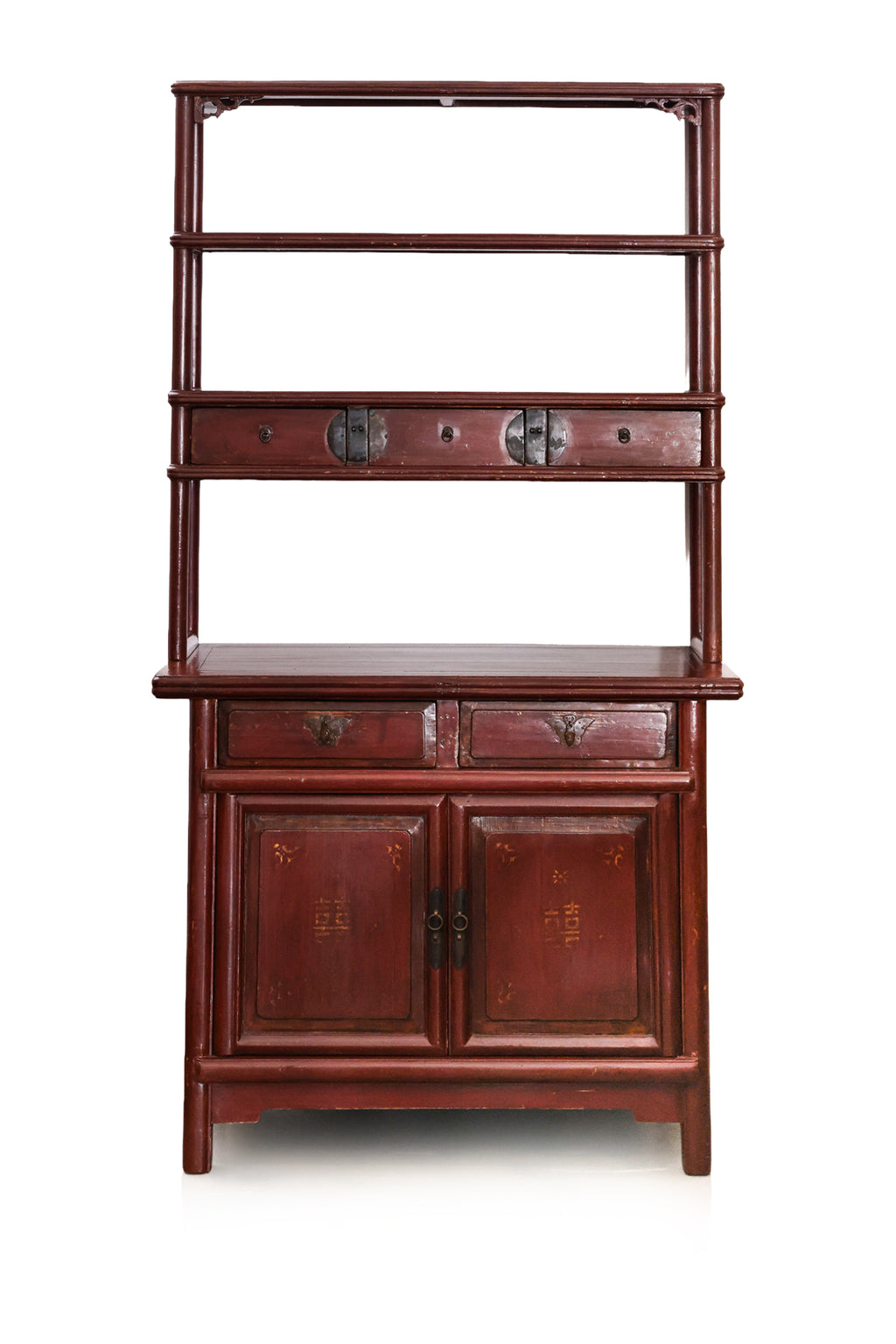 A CHINESE RED LACQUERED DISPLAY CABINET