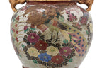 A LARGE SATSUMA POTTERY JAR AND COVER