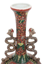 TWO LARGE TWIN HANDLED CERAMIC VASES