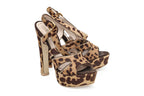 MIU MIU - A PAIR OF LEOPARD PRINT CALF HAIR PLATFORM SANDALS