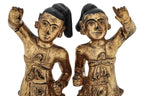 A PAIR OF BURMESE GILT AND LACQUERED NAT FIGURES