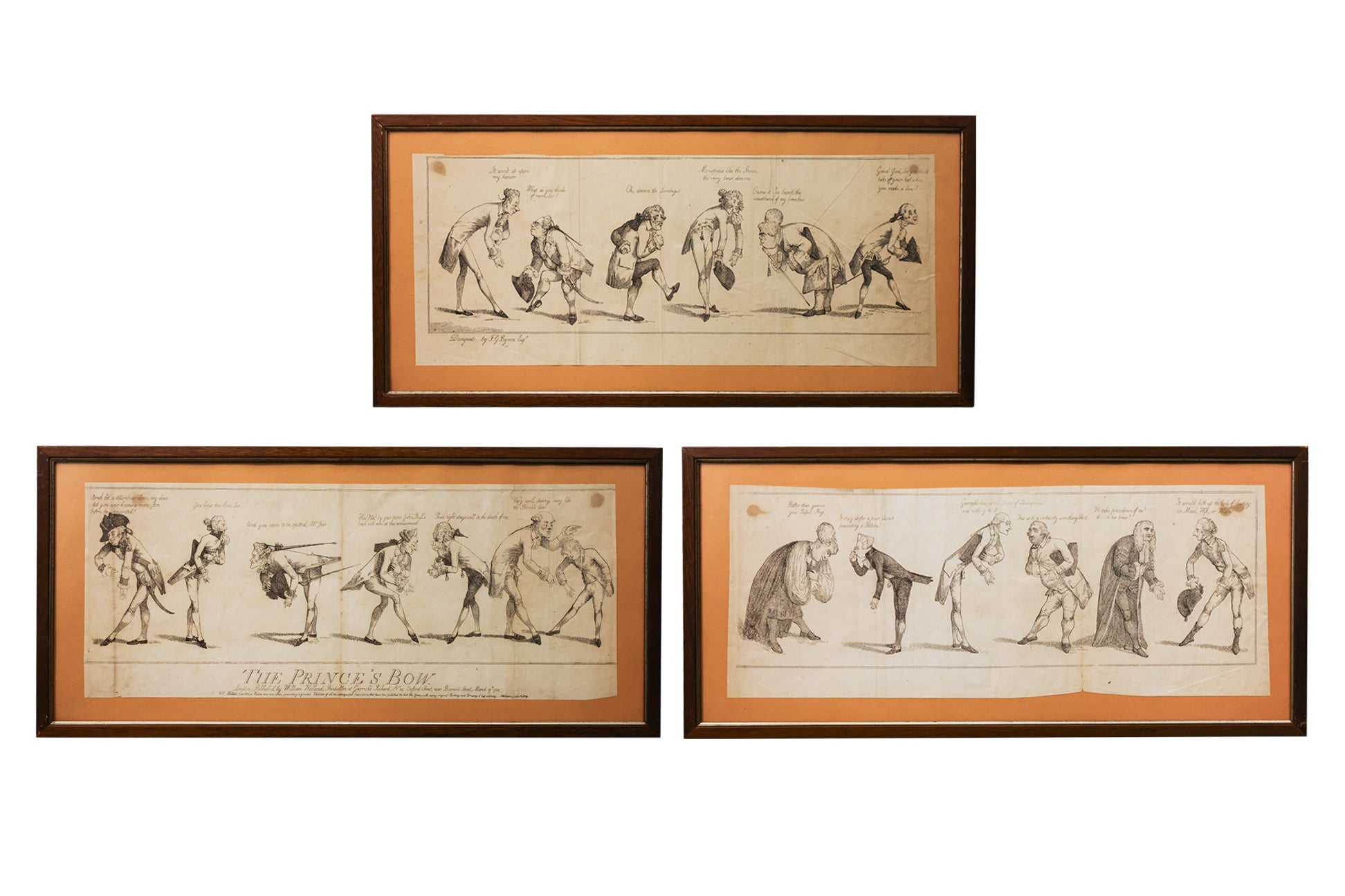 THE PRINCE'S BOW - A SET OF THREE SATIRICAL PRINTS