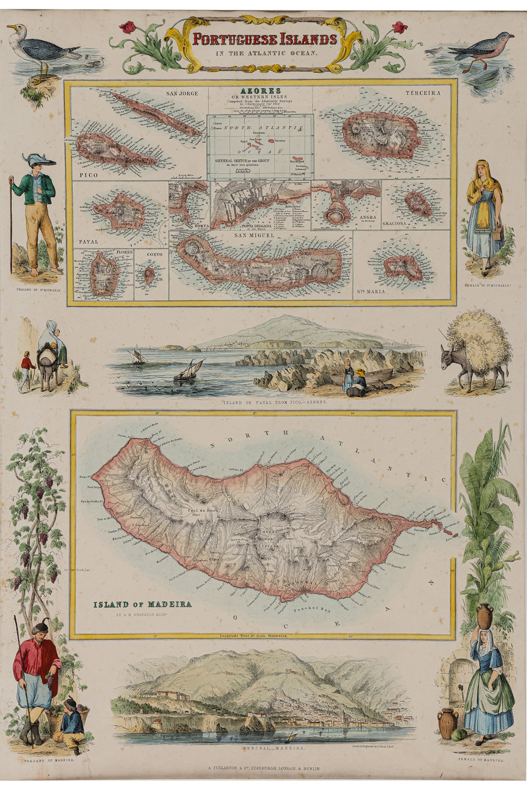 TWO LITHOGRAPHS OF DUTCH POSSESSIONS AND PORTUGUESE ISLANDS, FULLARTON & CO, C. 1860-69