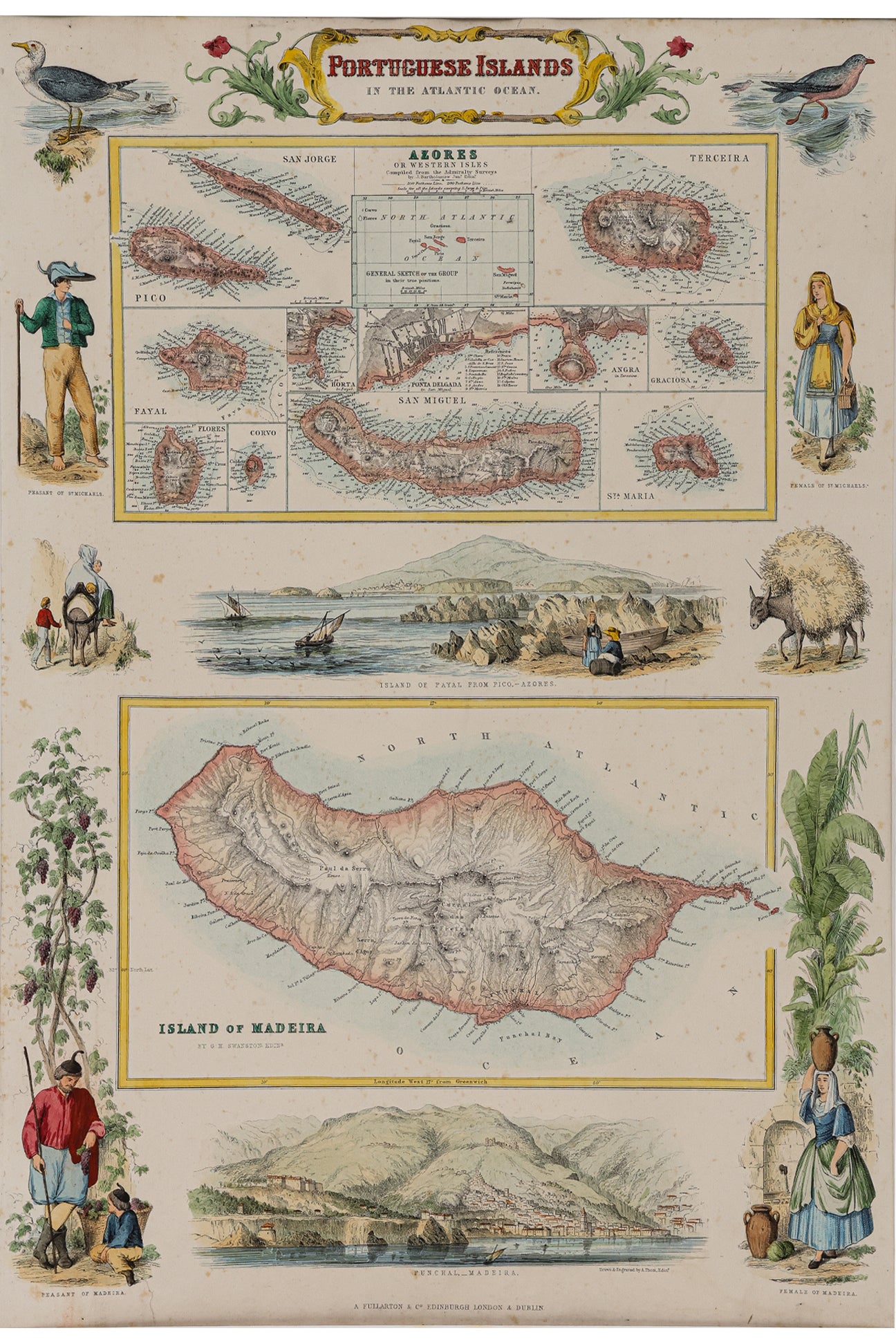TWO LITHOGRAPHS OF DUTCH POSSESSIONS AND PORTUGUESE ISLANDS, FULLARTON & CO, C. 1860-69