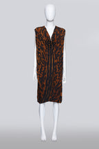 ALEXANDER MCQUEEN - AN OCELOT PRINT COWL DRESS