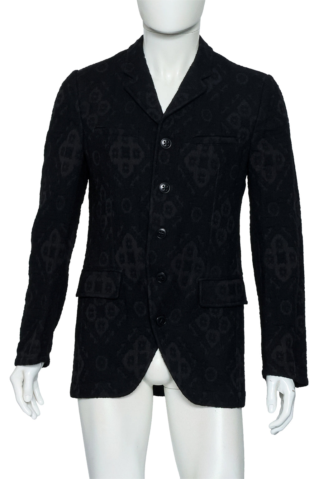 ANN DEMEULEMEESTER - A BLACK TEXTURED JACKET