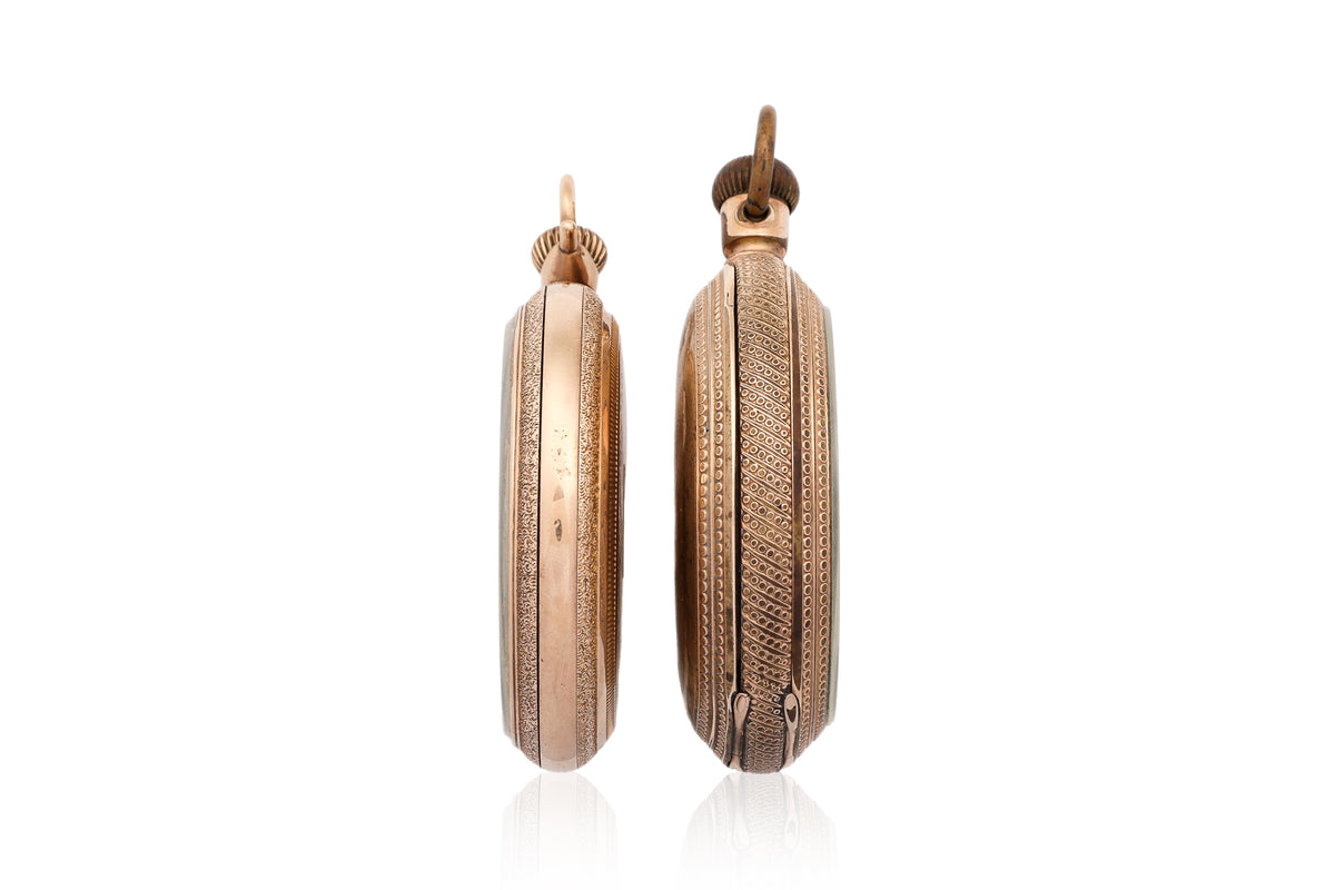 TWO ELGIN GOLD PLATED POCKET WATCHES
