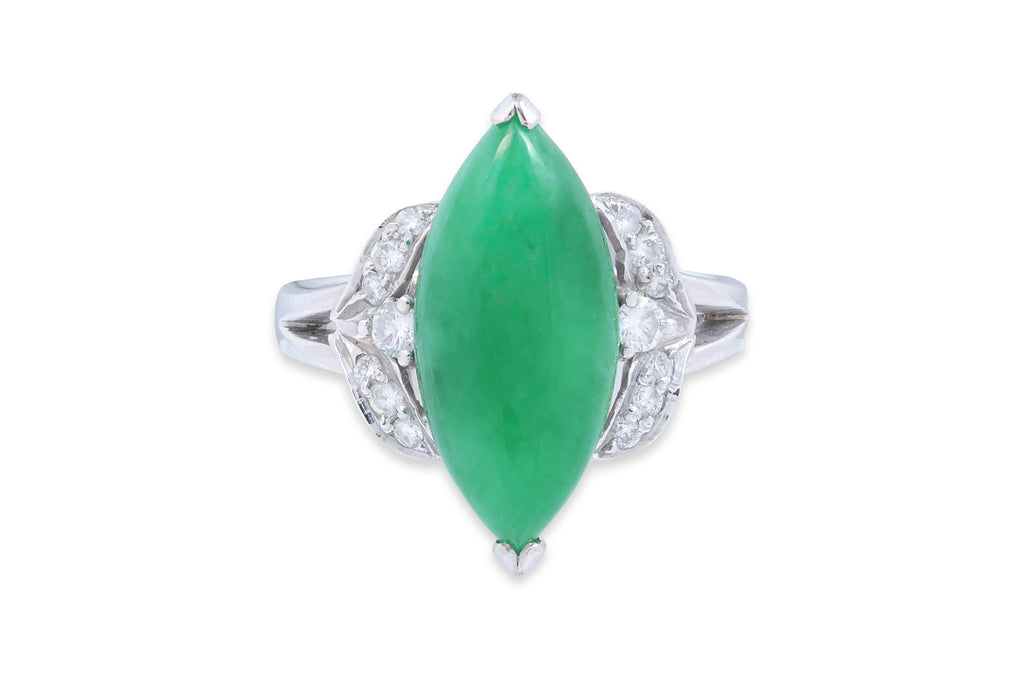A JADEITE AND DIAMOND RING