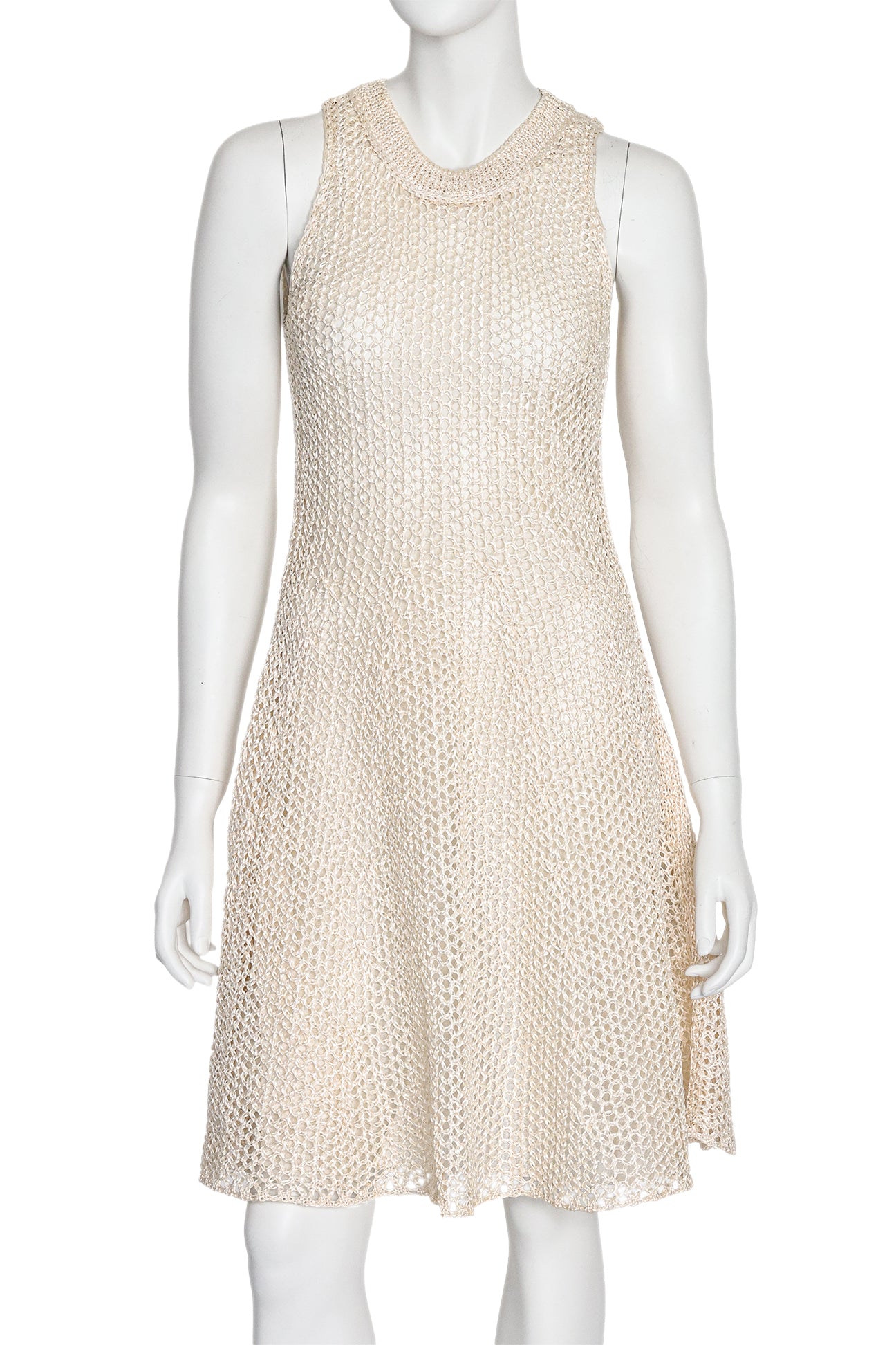 MULBERRY - A CREAM SILK CROCHET SLEEVELESS DRESS