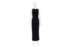 A VERA WANG BLACK SLEEVELESS EVENING GOWN