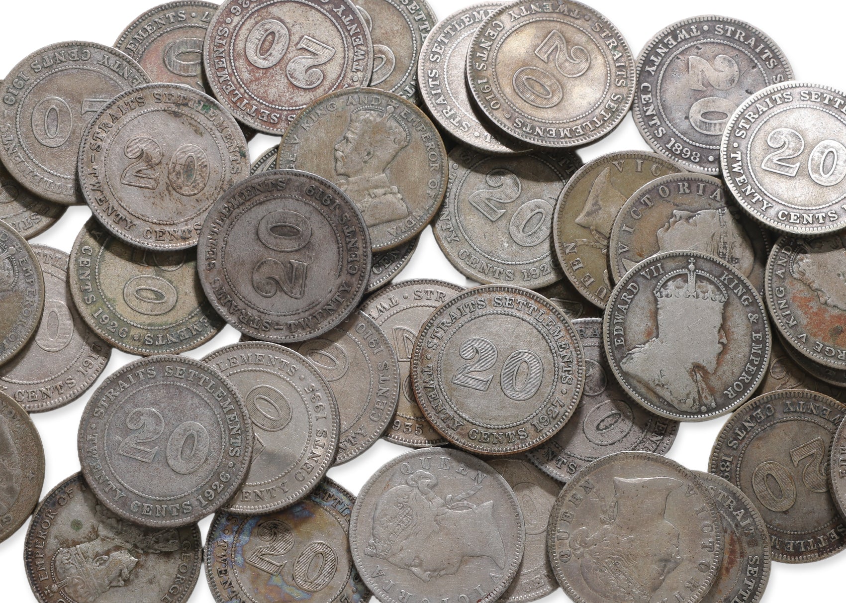 STRAITS SETTLEMENTS - VICTORIA TO GEORGE V, 20 CENTS (42)