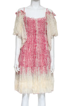 DIANE VON FURSTENBERG - A PINK AND CREAM SILK DRESS