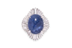 AN UNHEATED BURMESE SAPPHIRE AND DIAMOND RING