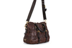 PRADA - A NAPPA GAUFRE BROWN LEATHER SATCHEL BAG