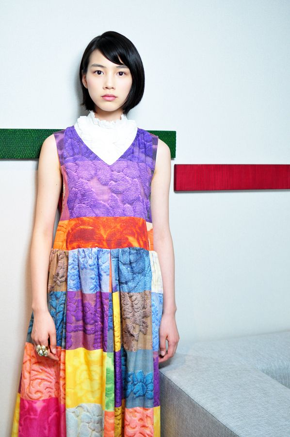 COMME DES GARÇONS TRICOT - A 2014 MULTICOLOURED PATCHWORK SLEEVELESS DRESS