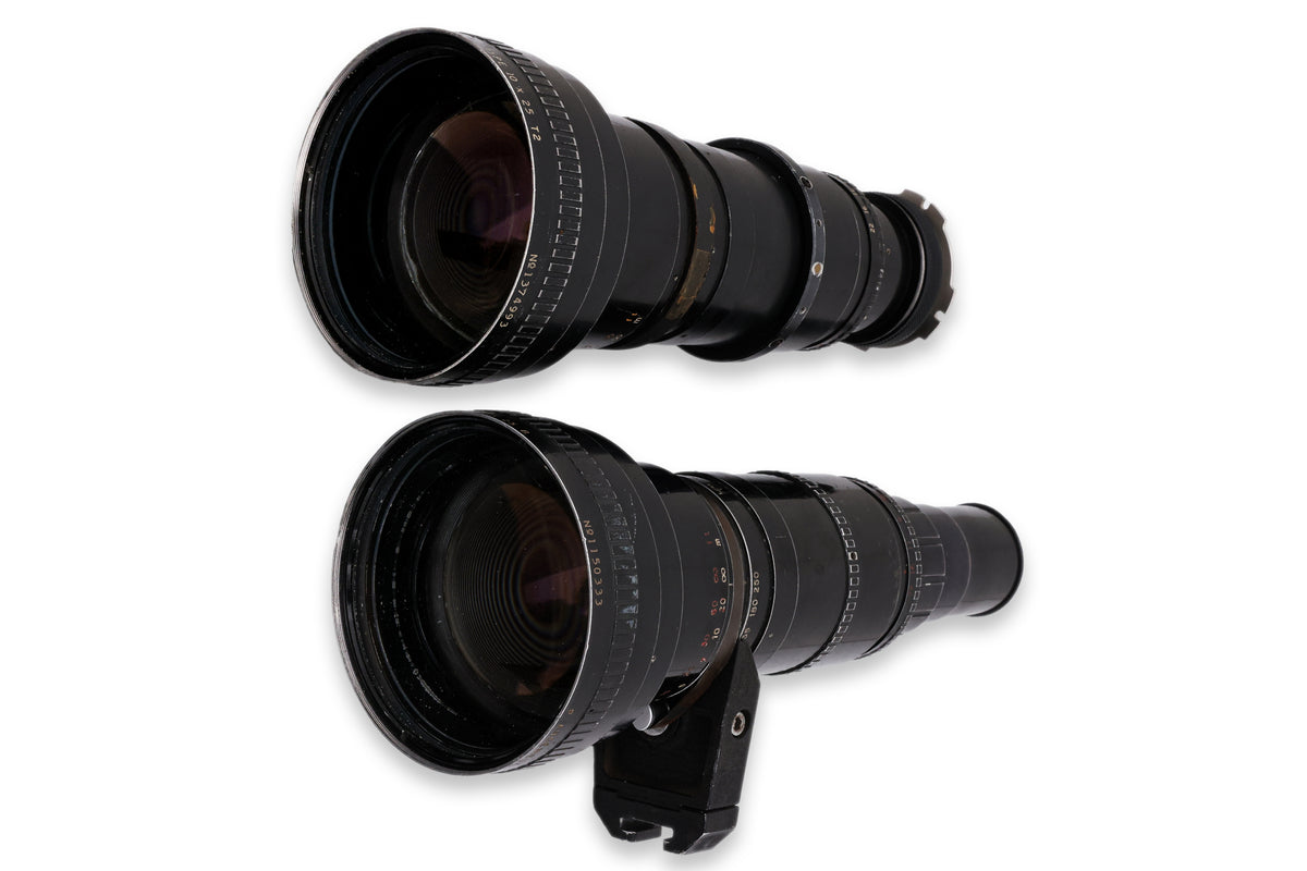 TWO ANGENIEUX 25-250MM F/3.2 FILM CAMERA LENSES