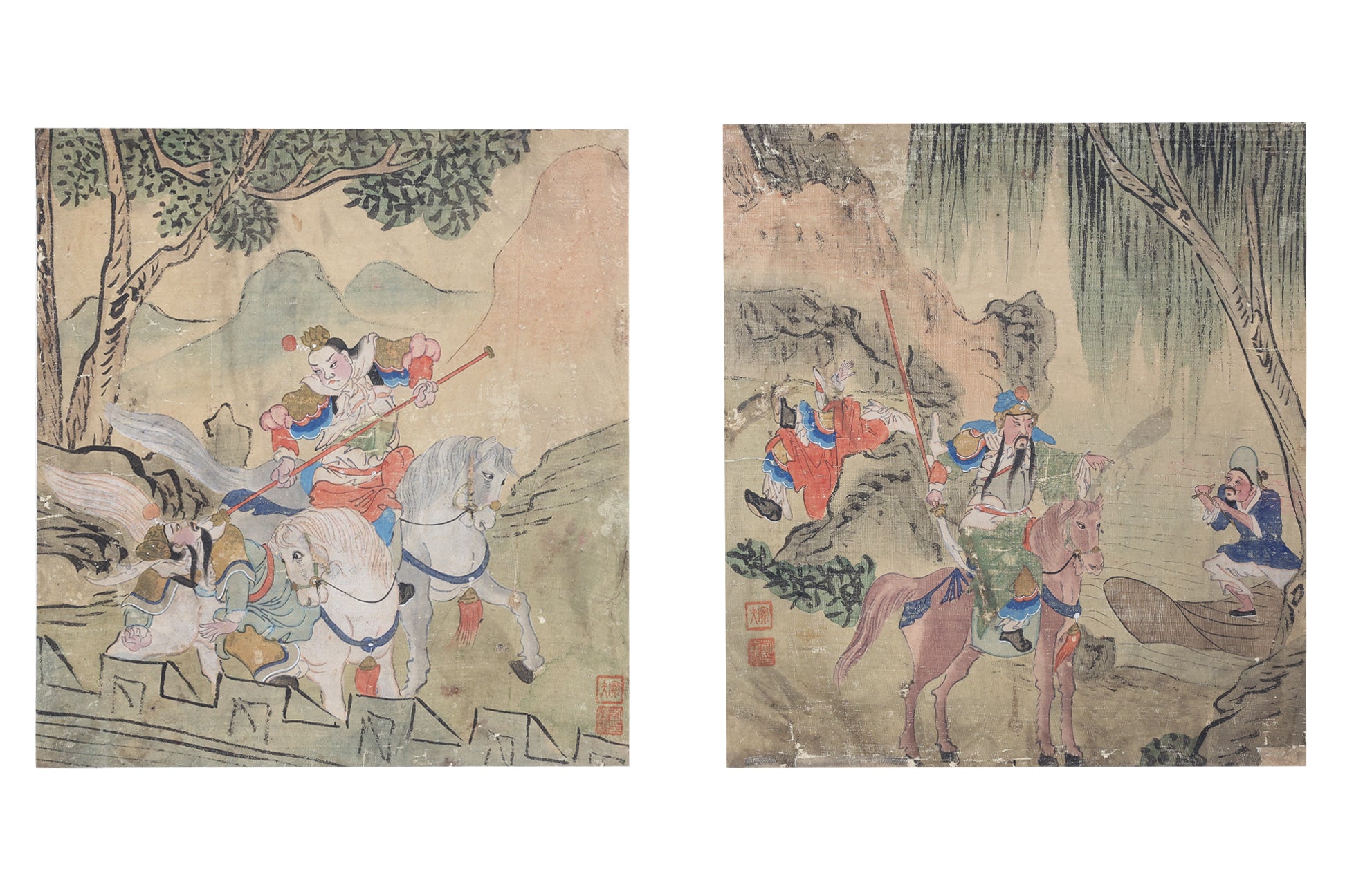 A SET OF FOUR 'THREE KINGDOMS' PAINTINGS