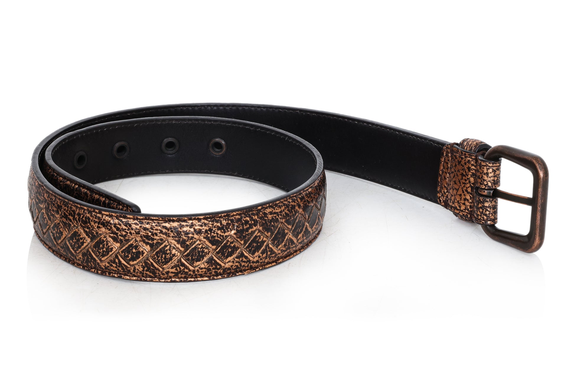 BOTTEGA VENETA - A METALLIC LEATHER BELT