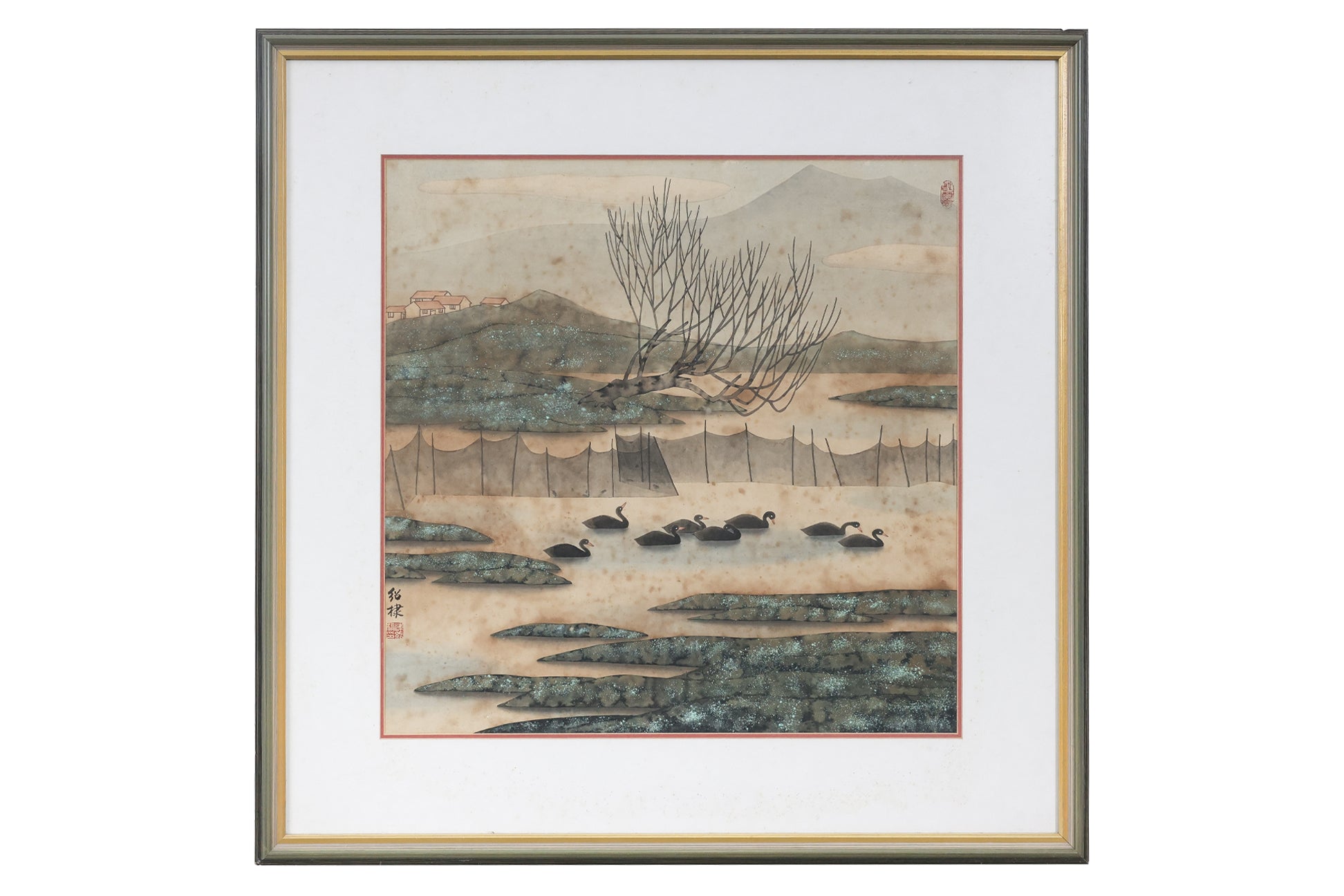 UNATTRIBUTED ASIAN SCHOOL (XX) - DUCKS IN POND