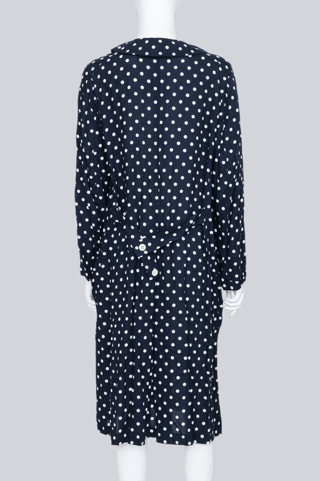 COMME DES GARÇONS - A 2013 NAVY AND WHITE POLKA DOT LONG SLEEVE DRESS
