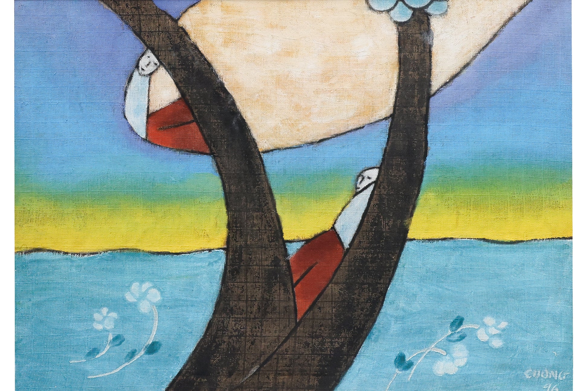 LE THIET CUONG (VIETNAMESE, B. 1962) - BIRD & TREE WITH MAN