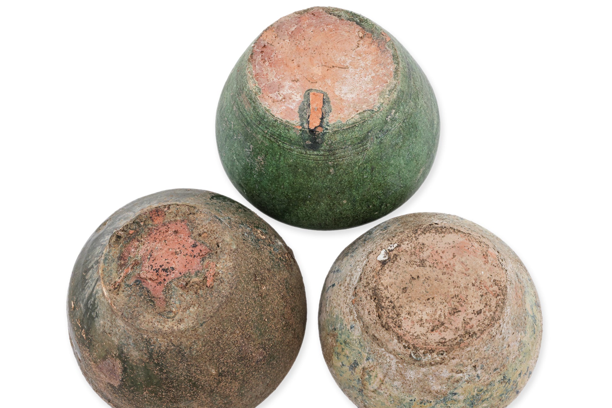 THREE GREEN-GLAZED JARS
